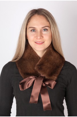 Mink fur collar-neck warmer